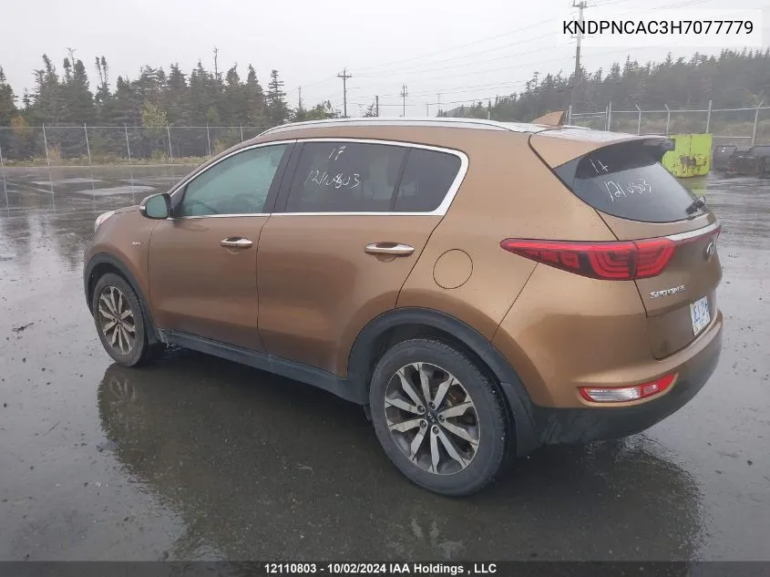 2017 Kia Sportage Ex VIN: KNDPNCAC3H7077779 Lot: 12110803