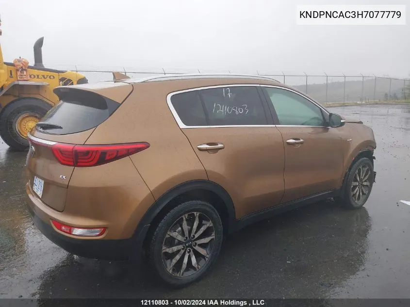 2017 Kia Sportage Ex VIN: KNDPNCAC3H7077779 Lot: 12110803