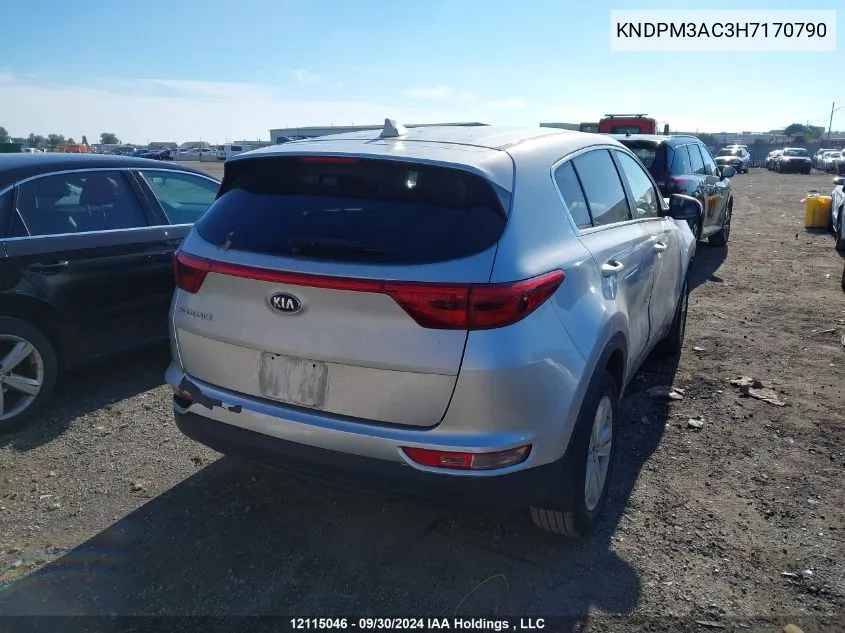 2017 Kia Sportage VIN: KNDPM3AC3H7170790 Lot: 12115046