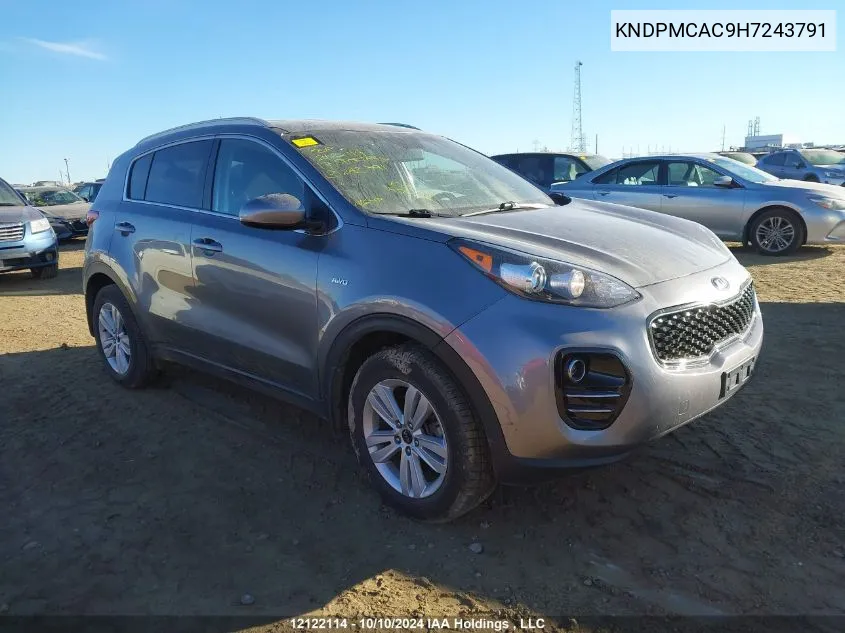 2017 Kia Sportage VIN: KNDPMCAC9H7243791 Lot: 12122114