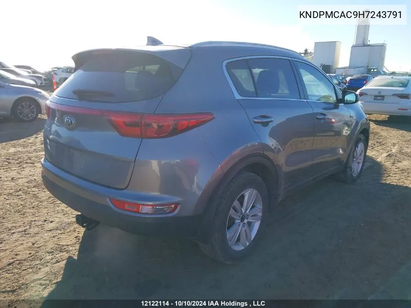 2017 Kia Sportage VIN: KNDPMCAC9H7243791 Lot: 12122114