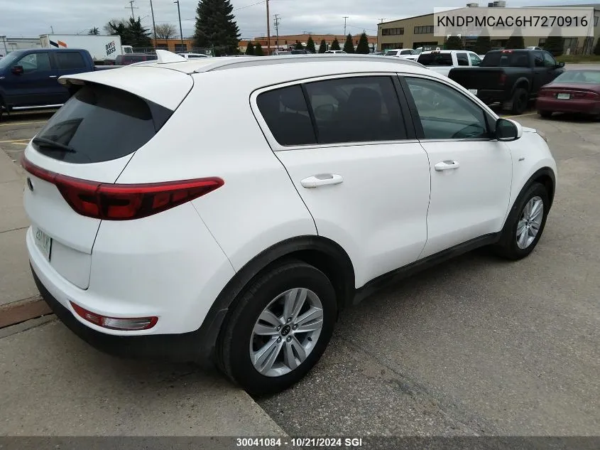 2017 Kia Sportage Lx VIN: KNDPMCAC6H7270916 Lot: 30041084