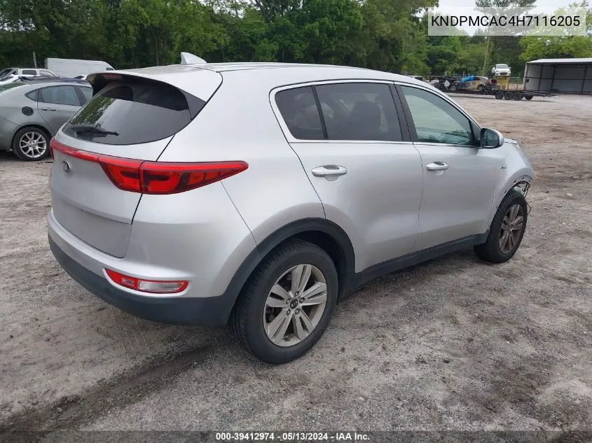 2017 Kia Sportage Lx VIN: KNDPMCAC4H7116205 Lot: 39412974