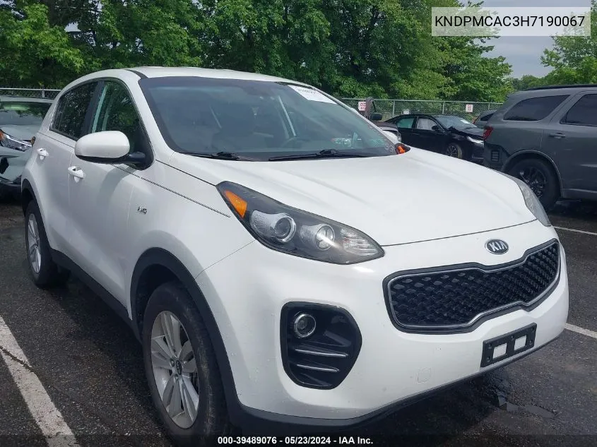 2017 Kia Sportage Lx VIN: KNDPMCAC3H7190067 Lot: 39489076