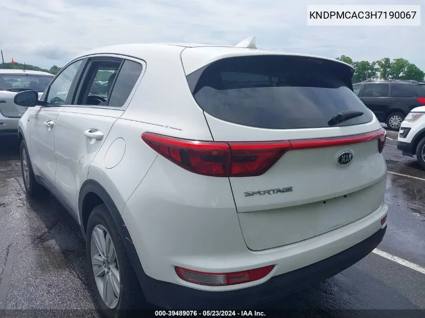 2017 Kia Sportage Lx VIN: KNDPMCAC3H7190067 Lot: 39489076