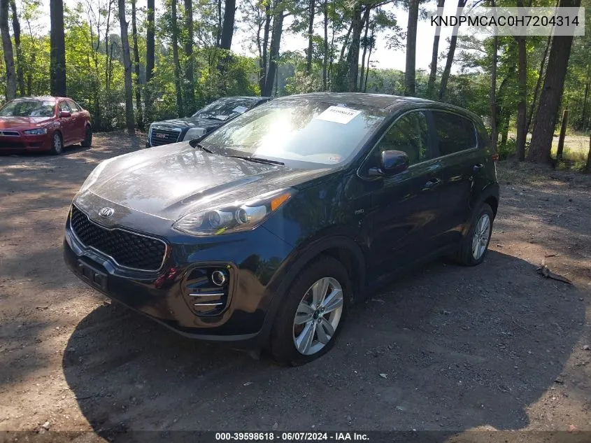 2017 Kia Sportage Lx VIN: KNDPMCAC0H7204314 Lot: 39598618