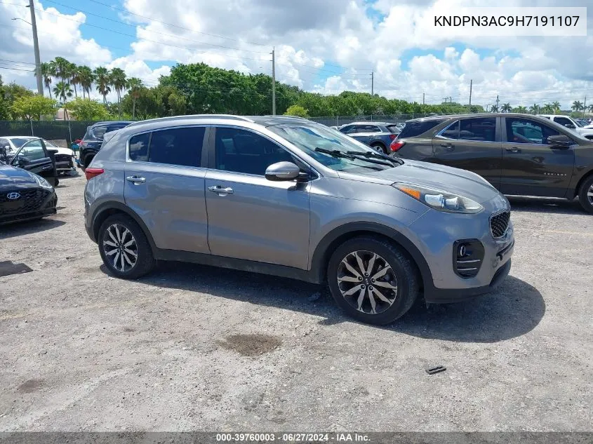 2017 Kia Sportage Ex VIN: KNDPN3AC9H7191107 Lot: 39760003