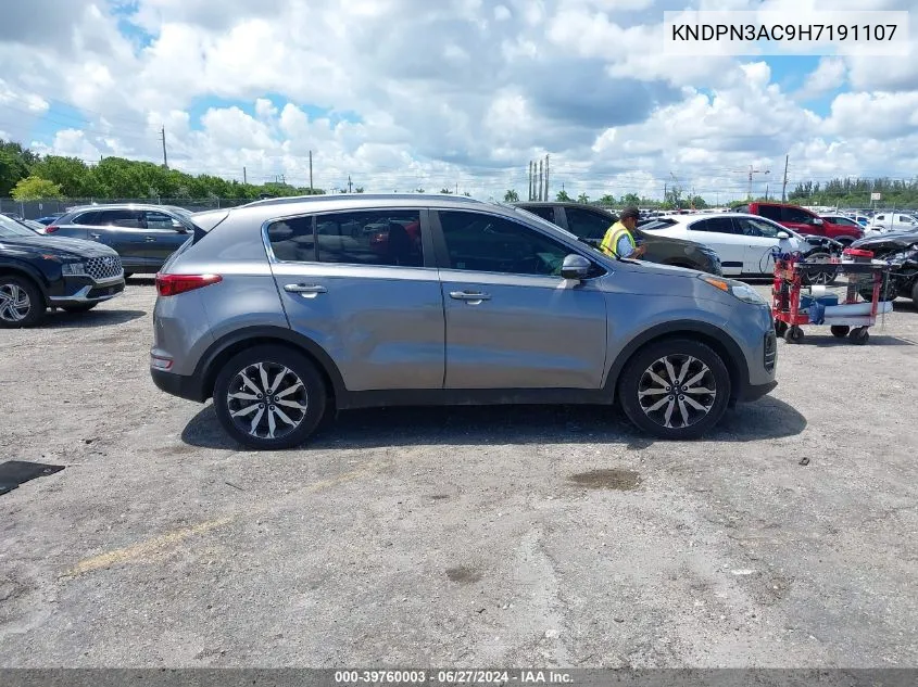 2017 Kia Sportage Ex VIN: KNDPN3AC9H7191107 Lot: 39760003