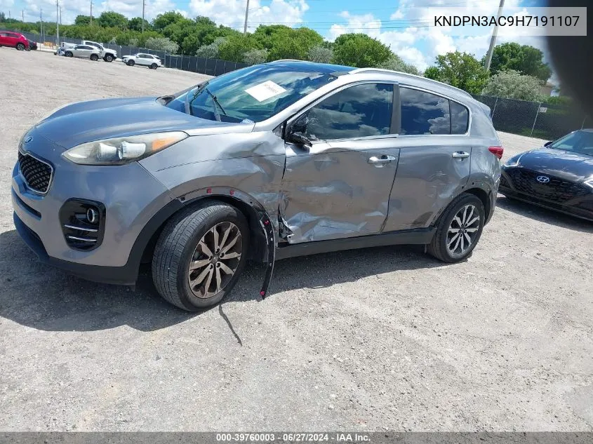 2017 Kia Sportage Ex VIN: KNDPN3AC9H7191107 Lot: 39760003