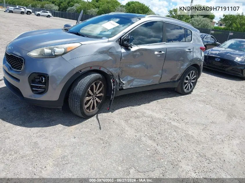 2017 Kia Sportage Ex VIN: KNDPN3AC9H7191107 Lot: 39760003