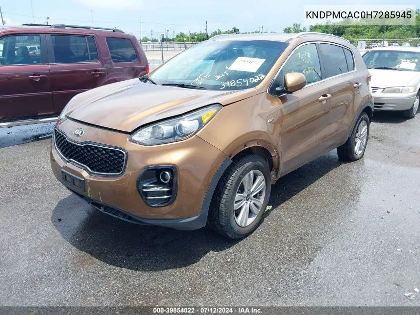 2017 Kia Sportage Lx VIN: KNDPMCAC0H7285945 Lot: 39854022