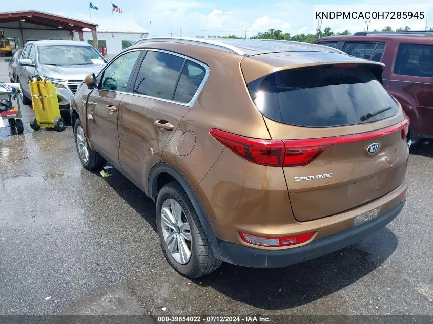 2017 Kia Sportage Lx VIN: KNDPMCAC0H7285945 Lot: 39854022