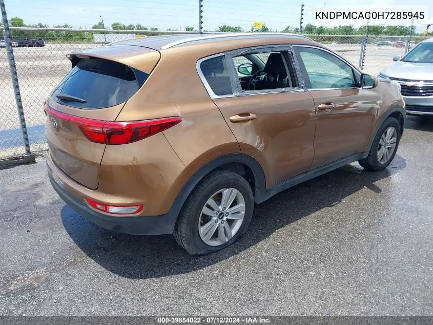 2017 Kia Sportage Lx VIN: KNDPMCAC0H7285945 Lot: 39854022