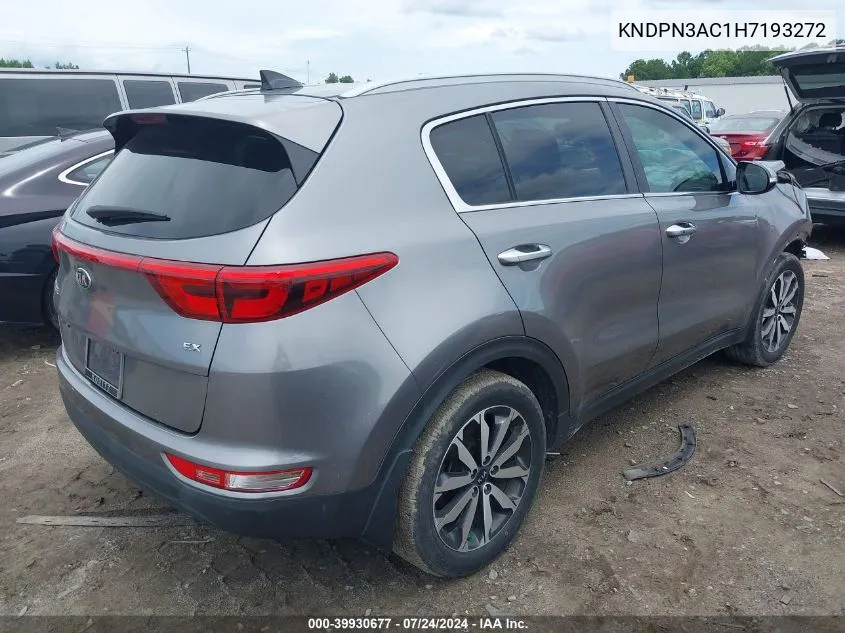 2017 Kia Sportage Ex VIN: KNDPN3AC1H7193272 Lot: 39930677