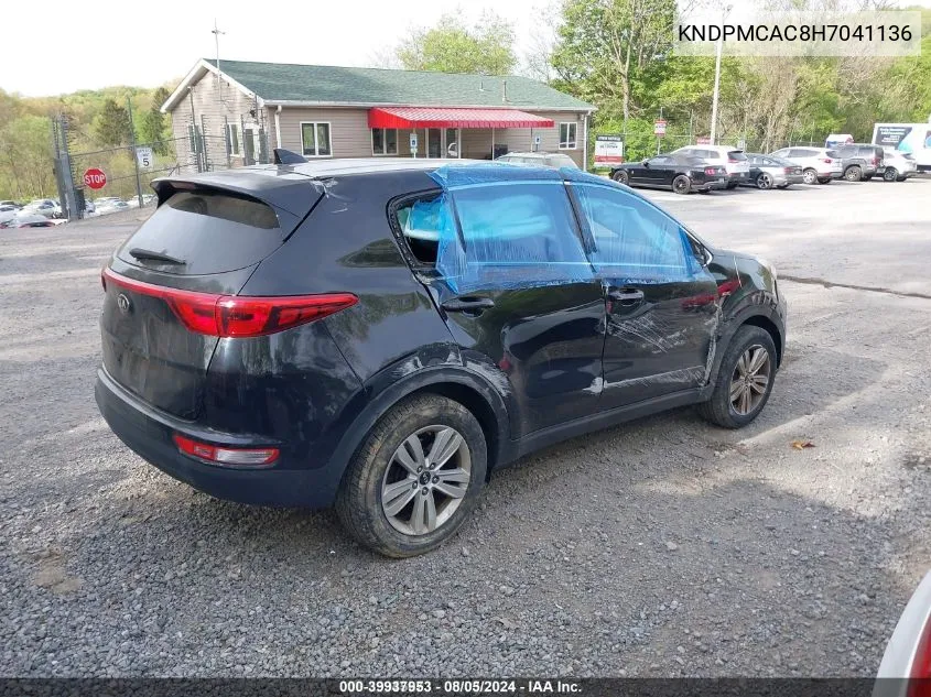 2017 Kia Sportage Lx VIN: KNDPMCAC8H7041136 Lot: 39937953