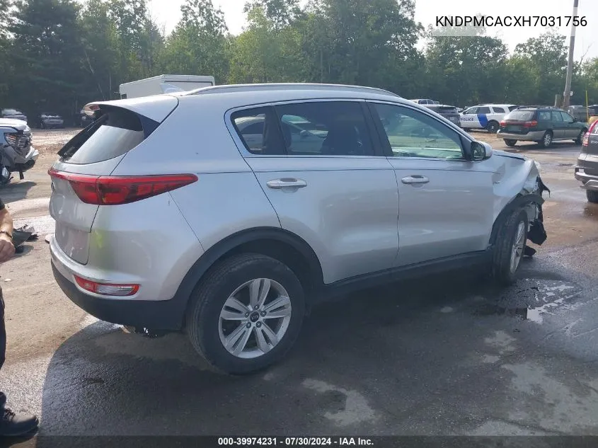 2017 Kia Sportage Lx VIN: KNDPMCACXH7031756 Lot: 39974231