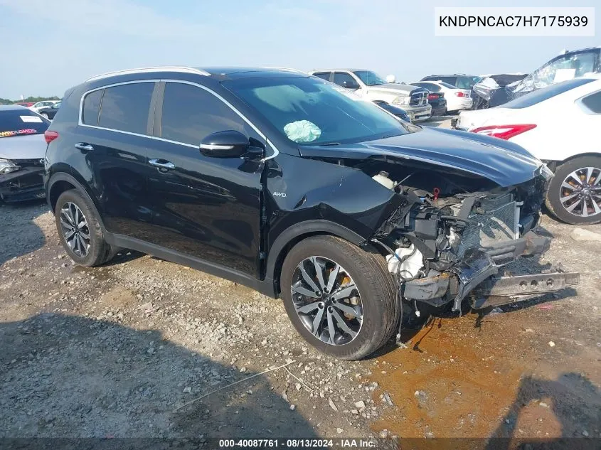 2017 Kia Sportage Ex VIN: KNDPNCAC7H7175939 Lot: 40087761