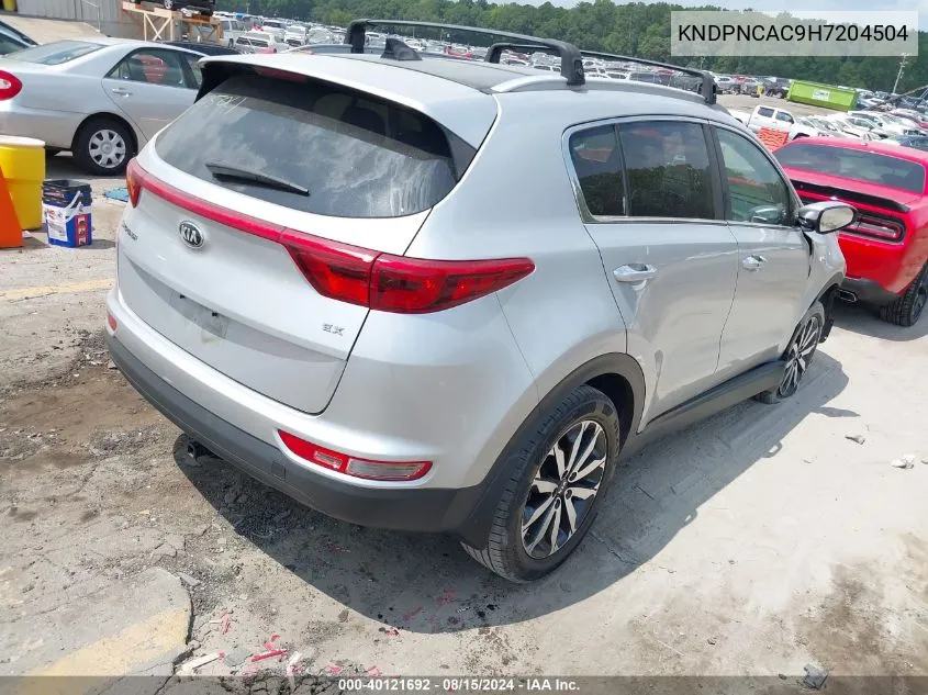 2017 Kia Sportage Ex VIN: KNDPNCAC9H7204504 Lot: 40121692