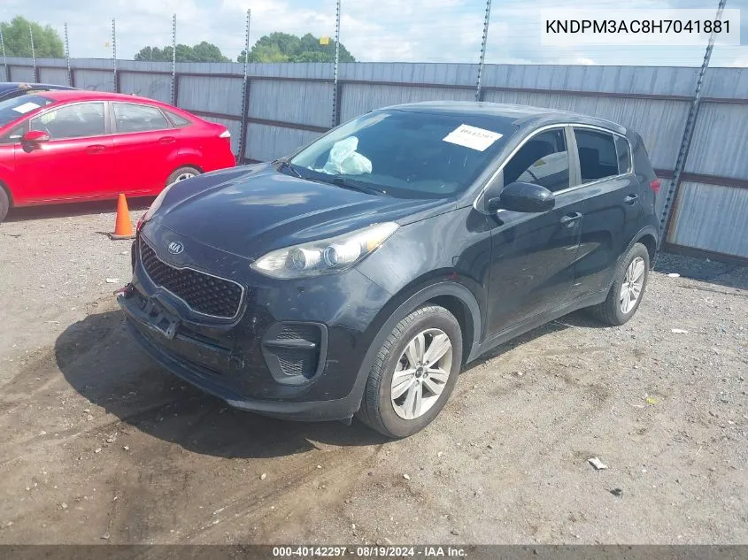 2017 Kia Sportage Lx VIN: KNDPM3AC8H7041881 Lot: 40142297