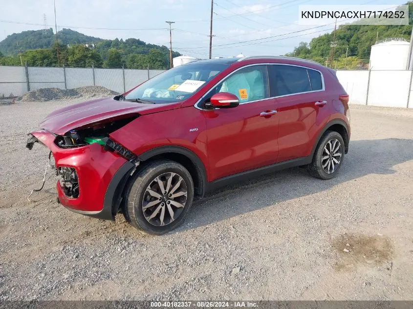 KNDPNCACXH7174252 2017 Kia Sportage Ex