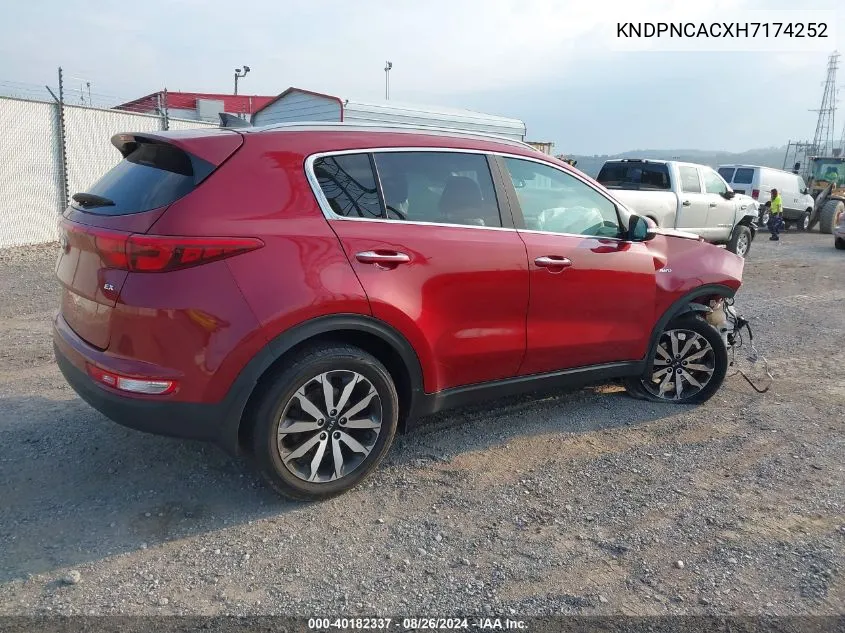 KNDPNCACXH7174252 2017 Kia Sportage Ex