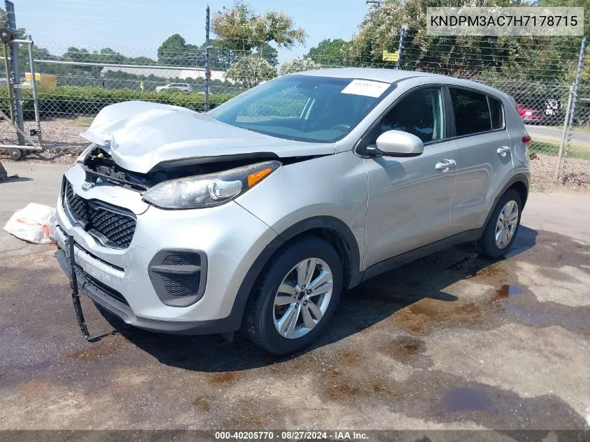 2017 Kia Sportage Lx VIN: KNDPM3AC7H7178715 Lot: 40205770