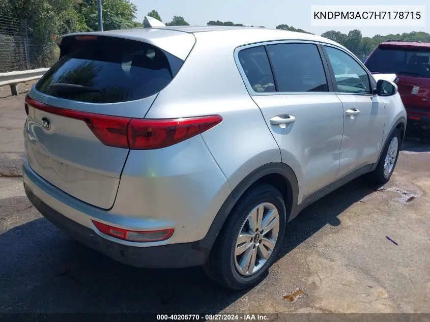 2017 Kia Sportage Lx VIN: KNDPM3AC7H7178715 Lot: 40205770