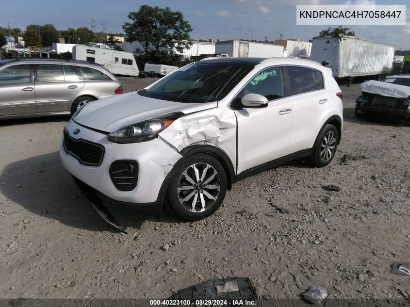 2017 Kia Sportage Ex VIN: KNDPNCAC4H7058447 Lot: 40223100