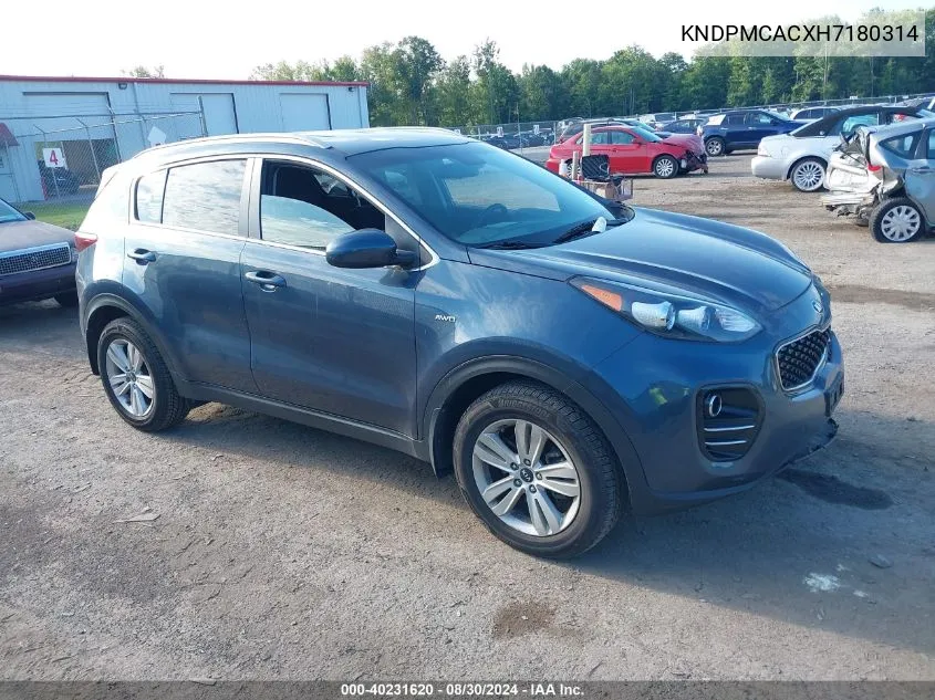 2017 Kia Sportage Lx VIN: KNDPMCACXH7180314 Lot: 40231620