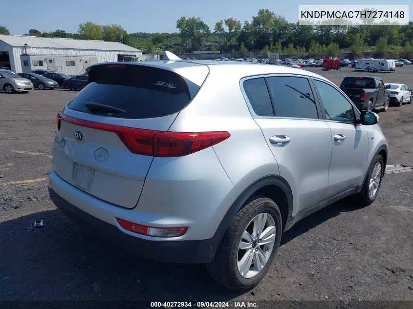 2017 Kia Sportage Lx VIN: KNDPMCAC7H7274148 Lot: 40272934