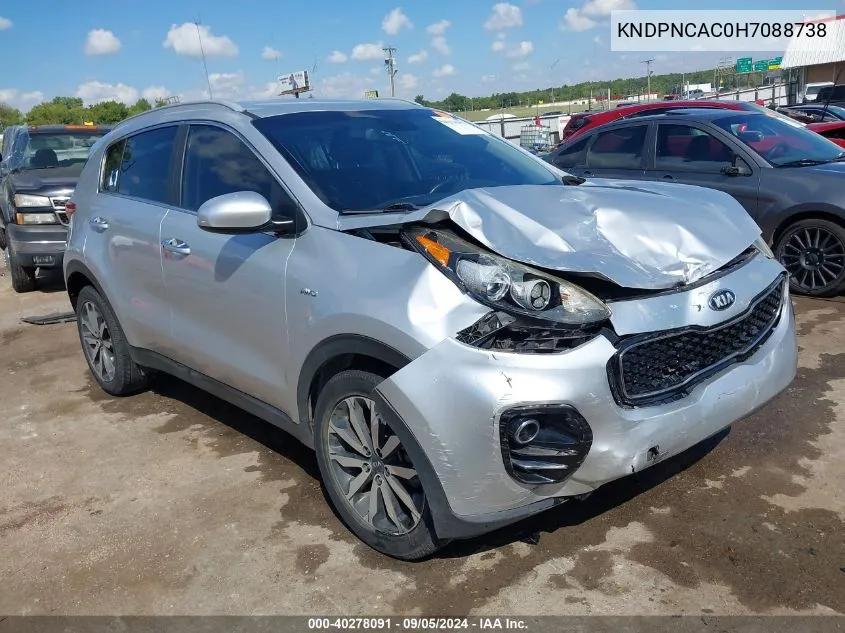 2017 Kia Sportage Ex VIN: KNDPNCAC0H7088738 Lot: 40278091