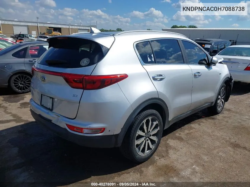 2017 Kia Sportage Ex VIN: KNDPNCAC0H7088738 Lot: 40278091