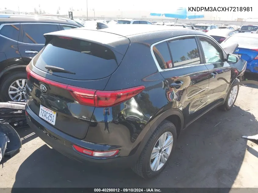 2017 Kia Sportage Lx VIN: KNDPM3ACXH7218981 Lot: 40298012