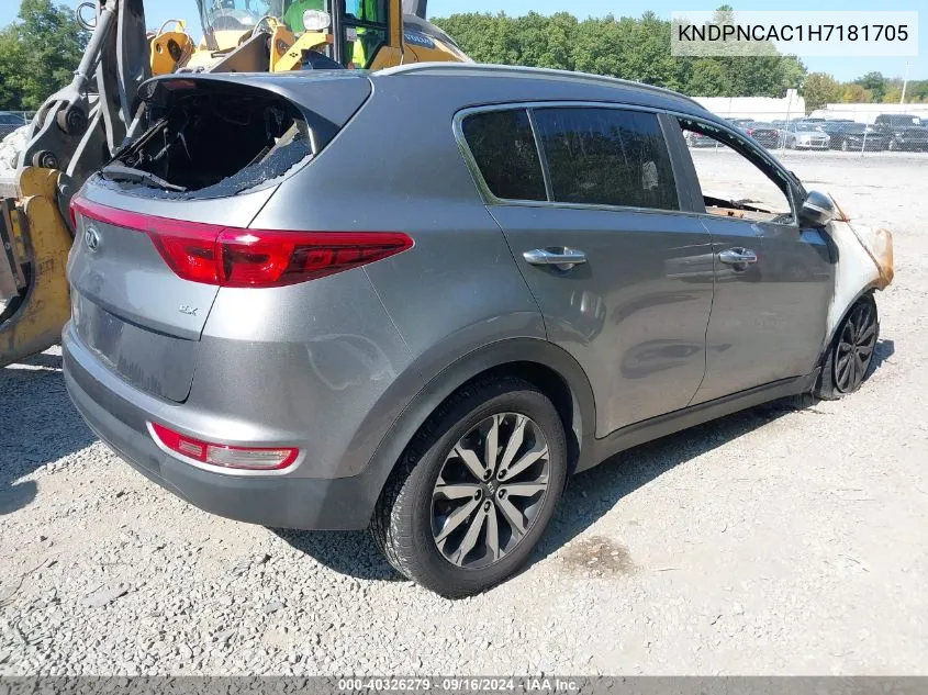 KNDPNCAC1H7181705 2017 Kia Sportage Ex