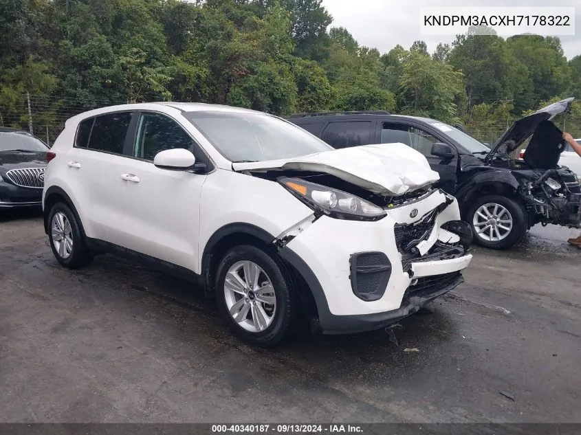 2017 Kia Sportage Lx VIN: KNDPM3ACXH7178322 Lot: 40340187