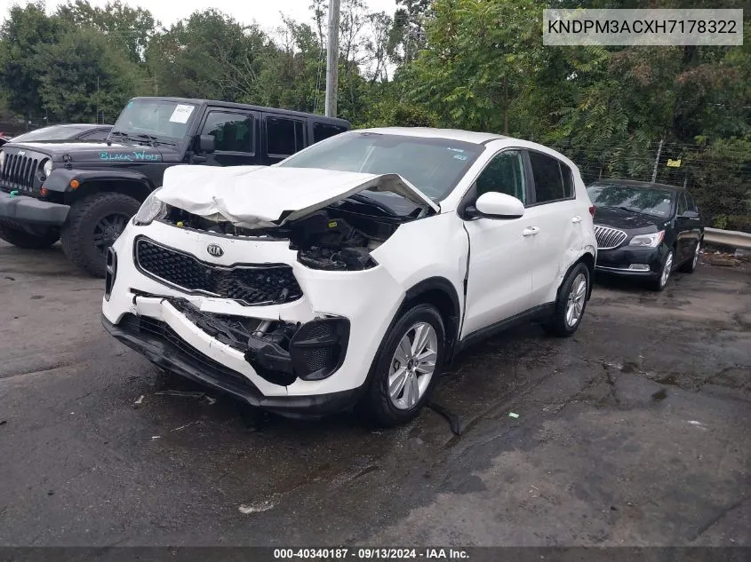 2017 Kia Sportage Lx VIN: KNDPM3ACXH7178322 Lot: 40340187