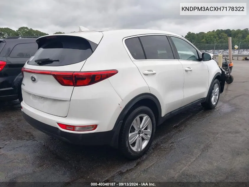 2017 Kia Sportage Lx VIN: KNDPM3ACXH7178322 Lot: 40340187