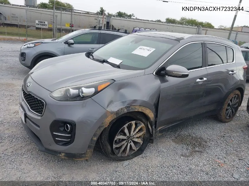 2017 Kia Sportage Ex VIN: KNDPN3ACXH7232344 Lot: 40347703