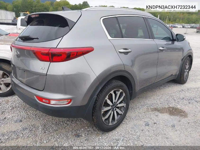 2017 Kia Sportage Ex VIN: KNDPN3ACXH7232344 Lot: 40347703