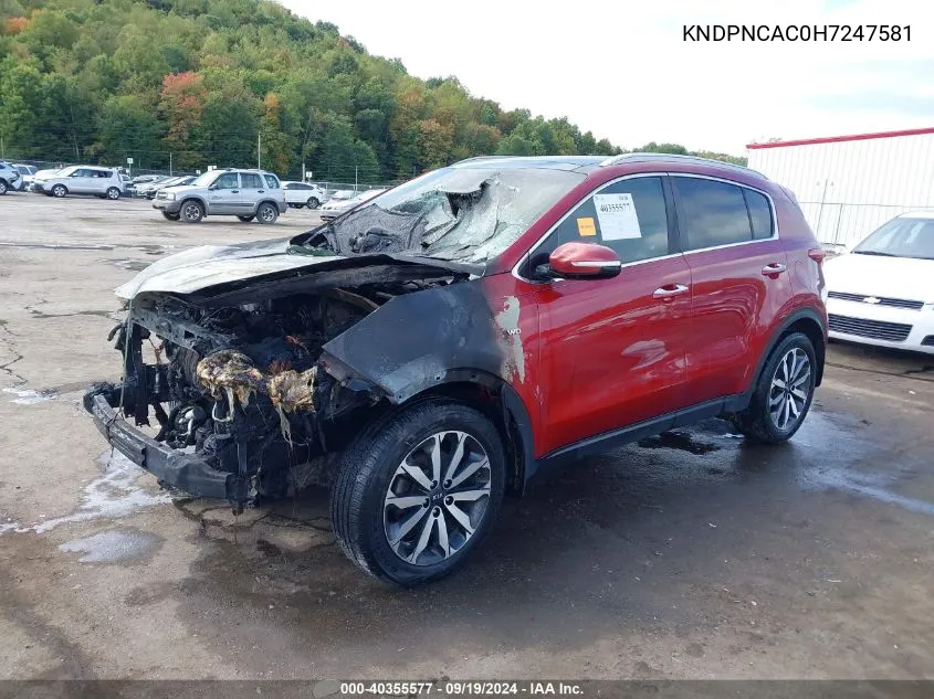 KNDPNCAC0H7247581 2017 Kia Sportage Ex