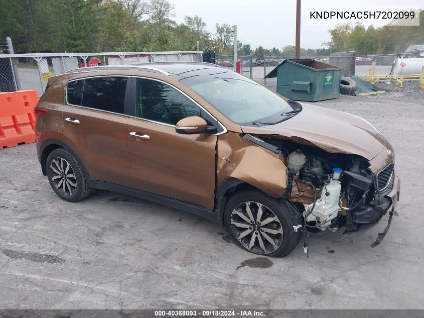 KNDPNCAC5H7202099 2017 Kia Sportage Ex