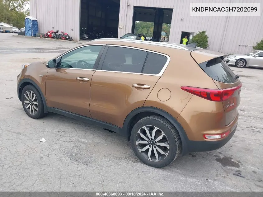 2017 Kia Sportage Ex VIN: KNDPNCAC5H7202099 Lot: 40368093