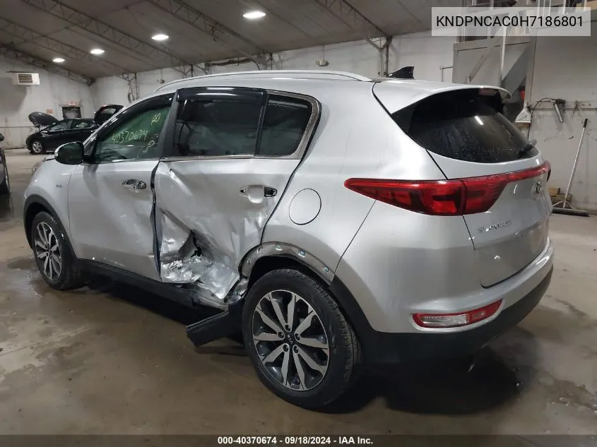 2017 Kia Sportage Ex VIN: KNDPNCAC0H7186801 Lot: 40370674