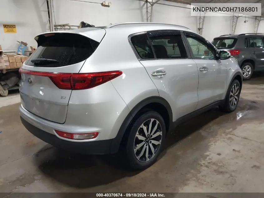 2017 Kia Sportage Ex VIN: KNDPNCAC0H7186801 Lot: 40370674