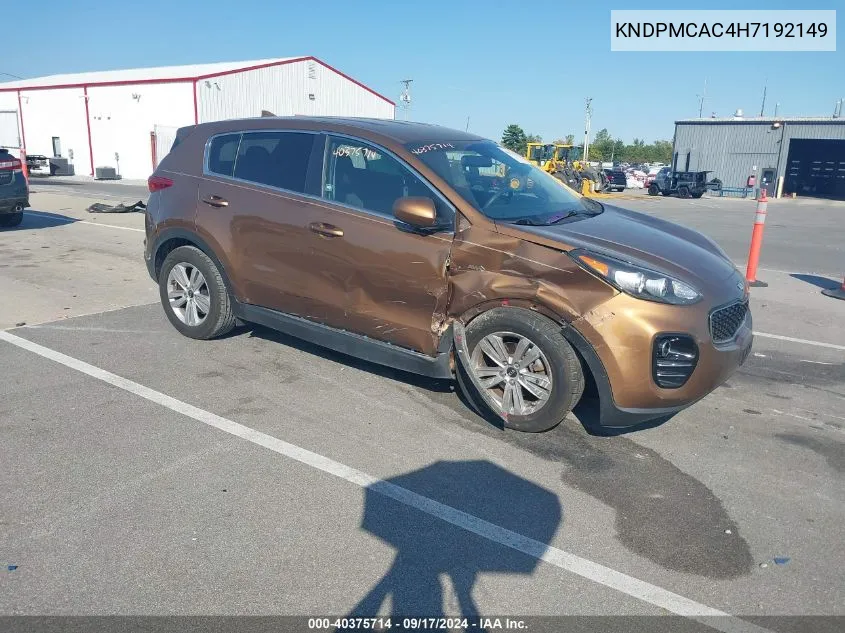 2017 Kia Sportage Lx VIN: KNDPMCAC4H7192149 Lot: 40375714