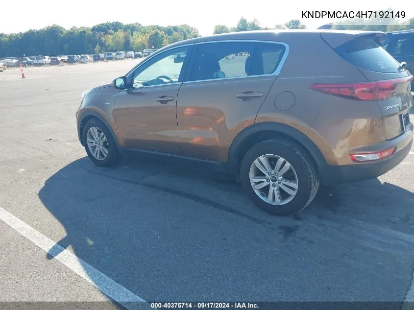 KNDPMCAC4H7192149 2017 Kia Sportage Lx