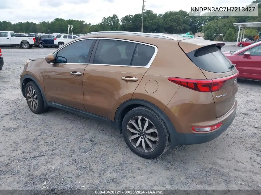 2017 Kia Sportage Ex VIN: KNDPN3AC7H7213427 Lot: 40420721