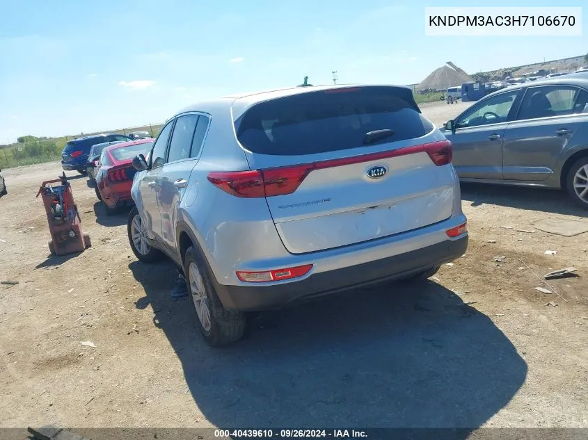 KNDPM3AC3H7106670 2017 Kia Sportage Lx