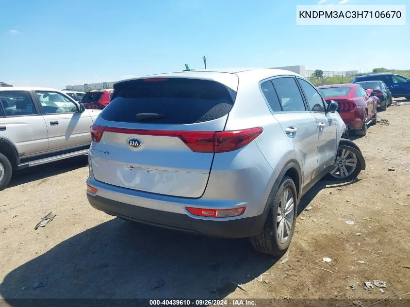 KNDPM3AC3H7106670 2017 Kia Sportage Lx