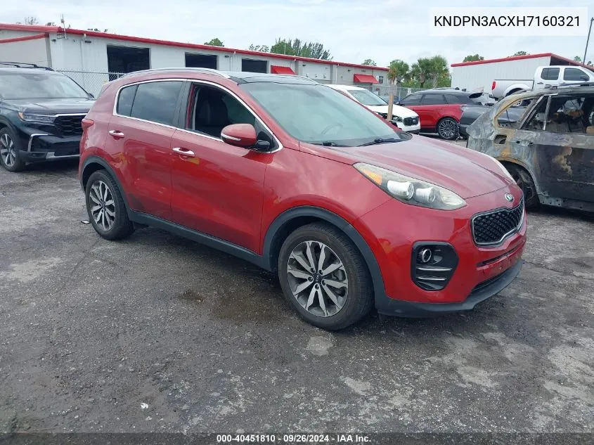 2017 Kia Sportage Ex VIN: KNDPN3ACXH7160321 Lot: 40451810